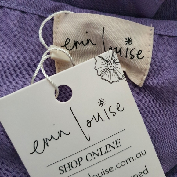 Erin Louise Size L Linen Blend Tiered A-Line Midi Lilac Dress NWT - Picture 2 of 9